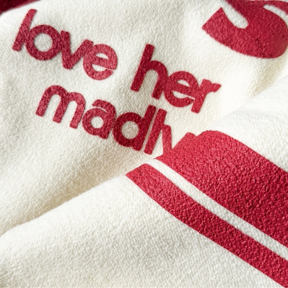 Daydreamer Doors Raglan Cream Sweatshirt with Red Graphic Logo Size Small NWT - Picture 5 of 13